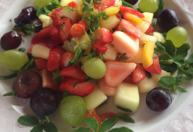 Salade de cresson et de fruits au vinaigre balsamique