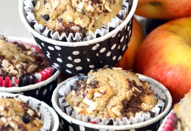 Muffins aux pommes, chocolat et farine de châtaigne