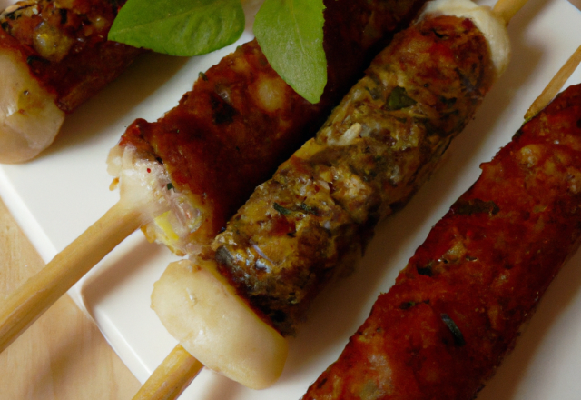 Brochette boudins blancs chorizo