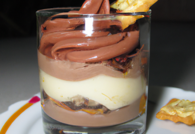 Verrine à la pâte de calisson sur un croquant chocolat