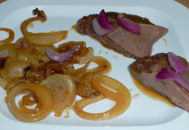 Magrets de canard et confit d'oignons au cidre Pays d'Auge