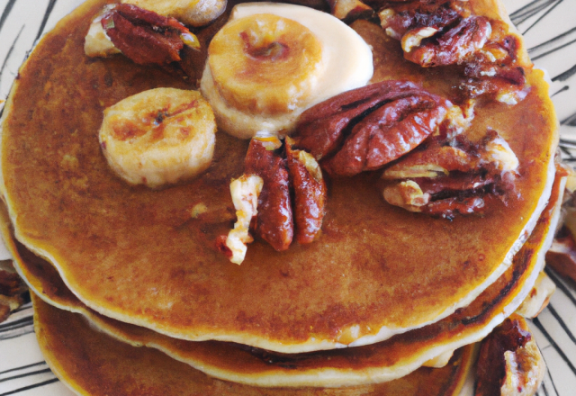 Pancake banane et noix de pécan