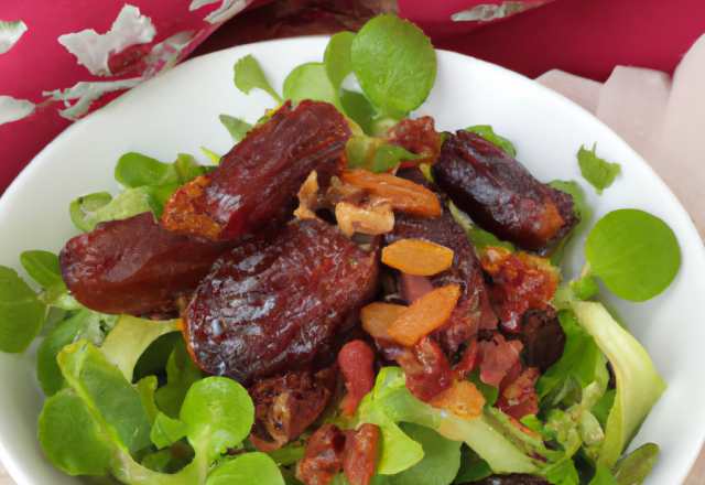 Salade de dattes sèches et oignons nouveaux