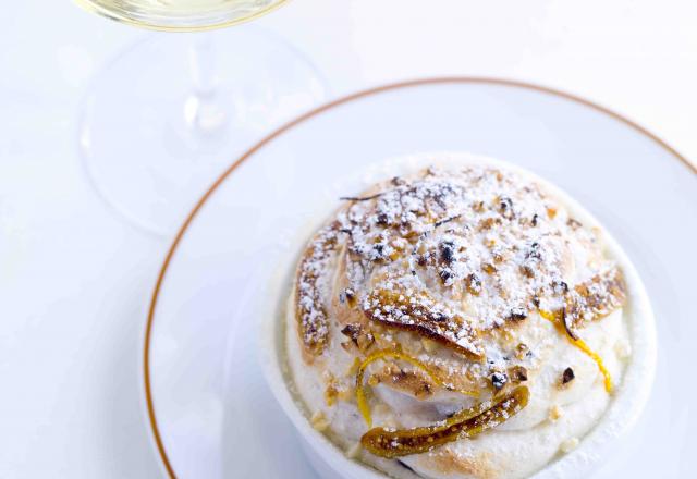 Soufflé aux coings et aux fruits du mendiant par Alain Passard