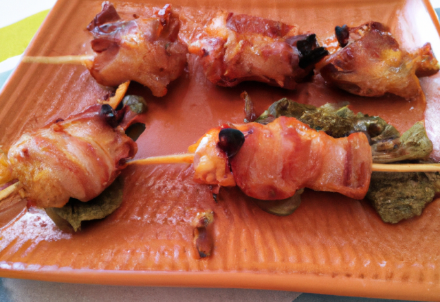 Brochettes de lapin au lard paysan