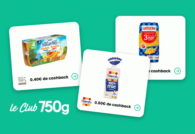 Avec le Club 750g, faites des économies : voici 3 offres pour récupérer de l’argent sur l’achat de pâtes, pain de mie et compotes bébé