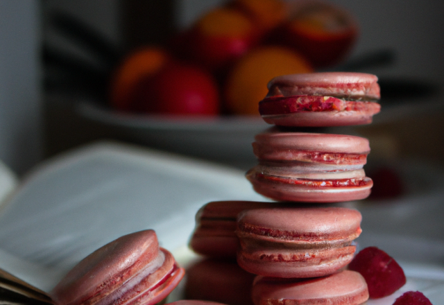 Macaron rose et framboise fraîches