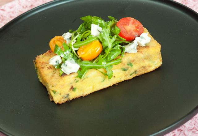 Polenta à la roquette et au roquefort, recette végé