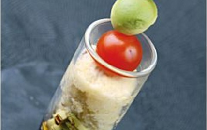 Verrine guacamolé, crabe et tomates cerise