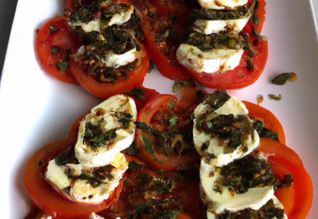 Salade de tomates à la tapenade et à la mozzarella