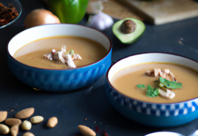 Soupe mexicaine de poulet aux amandes ou aux noix