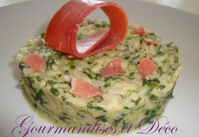 Risotto épinard et jambon fumé