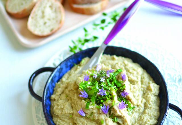 Tartinade à l’aubergine rôtie et aux lentilles corail