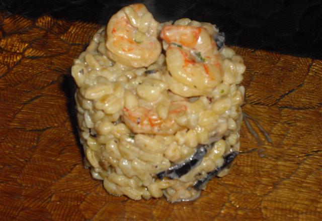 Blésotto champignons et crevettes