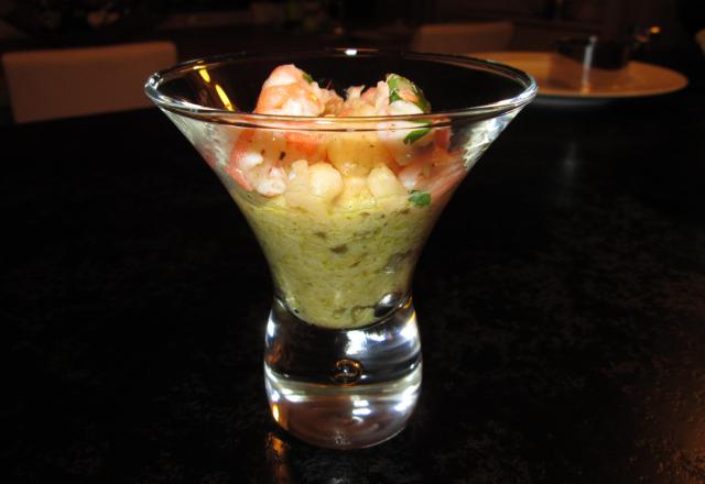 Verrine de crevettes à la creme d'artichaut