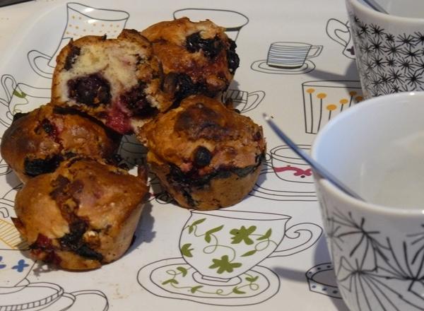 Muffins aux fruits rouges et chocolat