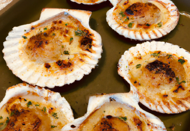 Coquilles Saint-Jacques gratinées au four