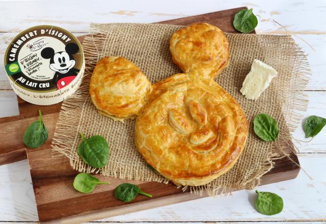 Tourte feuilletée Mickey au camembert d'Isigny Sainte-Mère et viande hachée