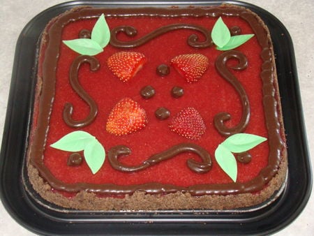 Tarte aux fraises et chocolat