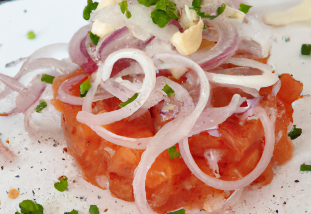 Tartare de filets de saumon frais et oignon