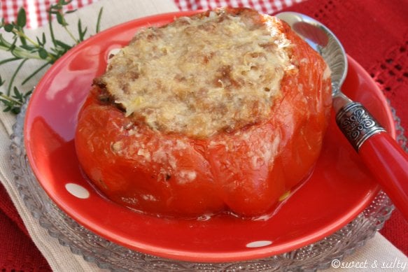 Tomate Cœur de Bœuf farcie aux deux viandes