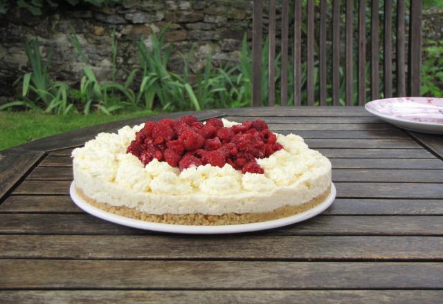 Nuage de chocolat blanc et framboises