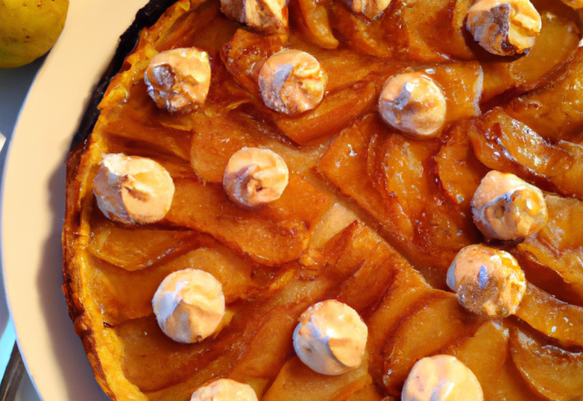 Tarte aux poires sur lit de crème de marrons