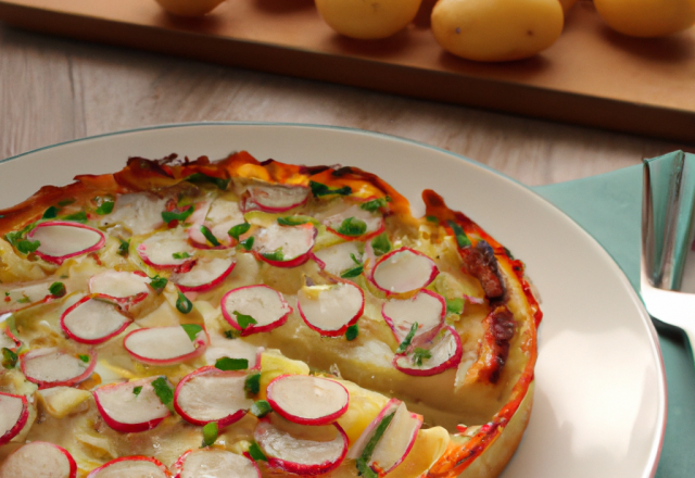 Tarte poireaux pomme de  terre et surimi