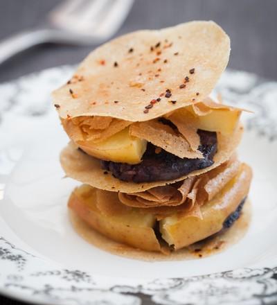 Mille feuilles de Gavottes aux pommes et boudin noir