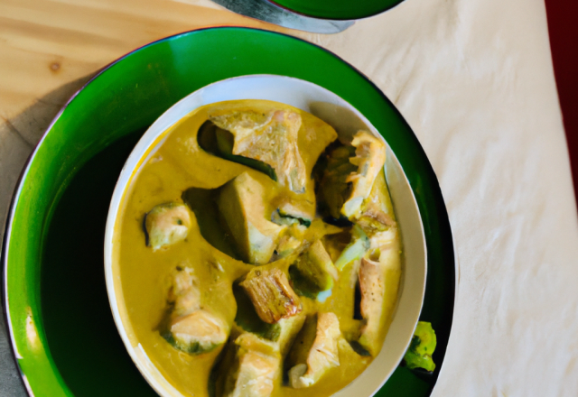 Curry vert de porc au lait de coco aux pommes fondantes