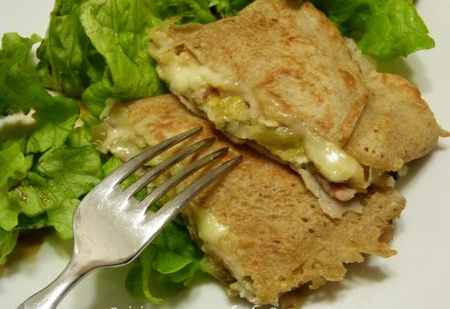 Galette de sarrasin à la raclette et fondue d'endives