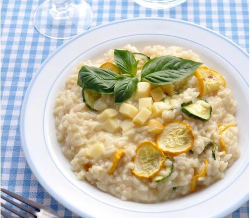 Risotto aux deux courgettes et scamorza fumée