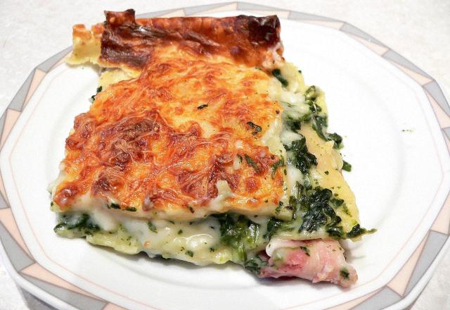 Lasagne aux épinards et lard