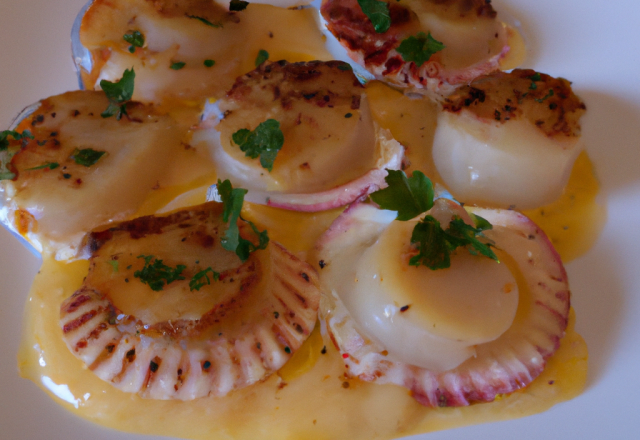 Coquilles Saint Jacques au cidre et à la crème fraîche