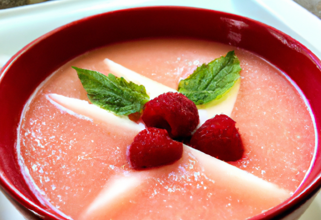 Soupe de melon aux framboises