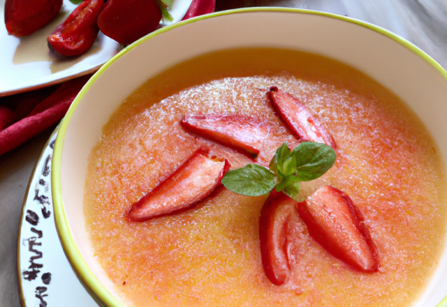 Soupe de fraises à la crème brûlée