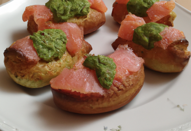 Madeleine au pesto et saumon