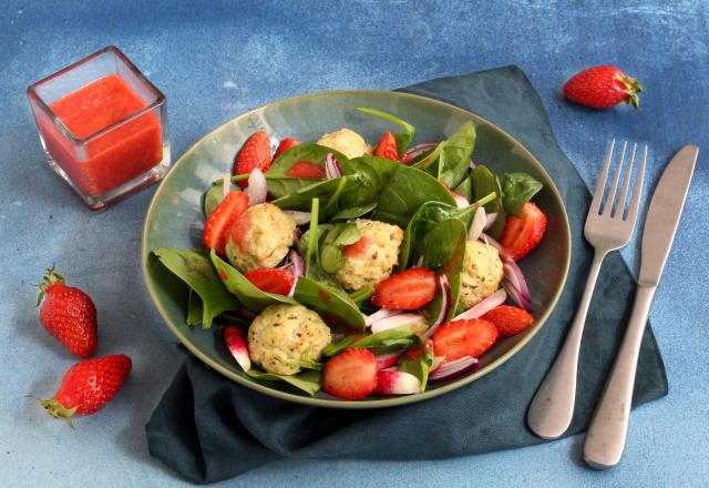 Salade de Fraises du Périgord IGP et boulettes de poulet