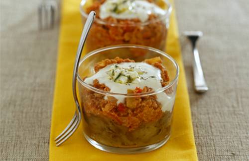 Verrine d'aubergines en moussaka