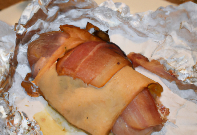 Papillote de poulet au bacon