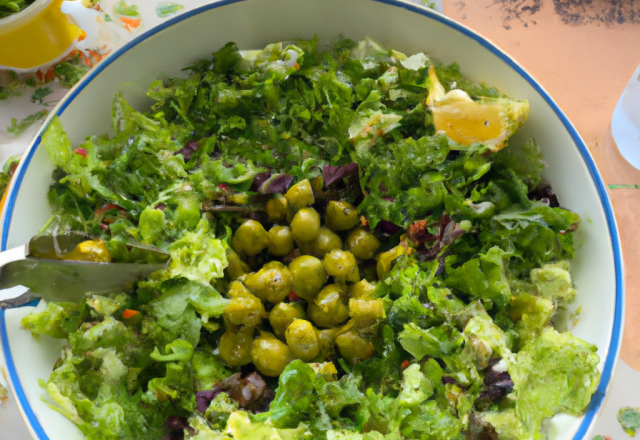 Salade verte, vinaigrette aux olives vertes