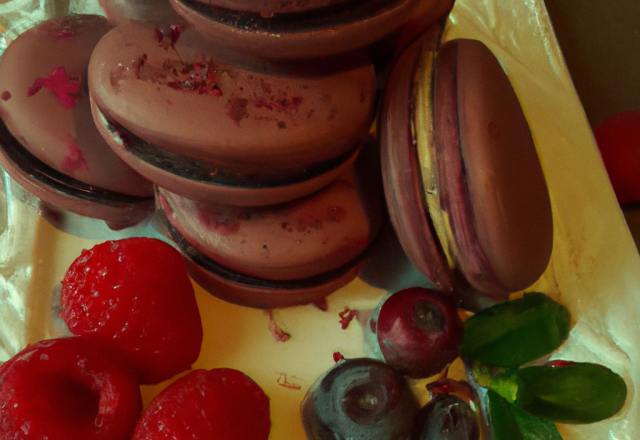 Macarons au chocolat parfumé au thé aux fruits rouges