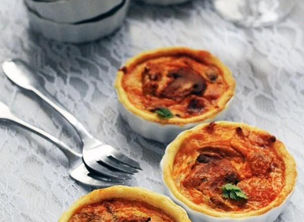 Mini quiches aux Champignons de Paris au Mascarpone et aux noix de Saint-Jacques