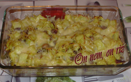 Gratin de chou blanc au curry et aux raisins