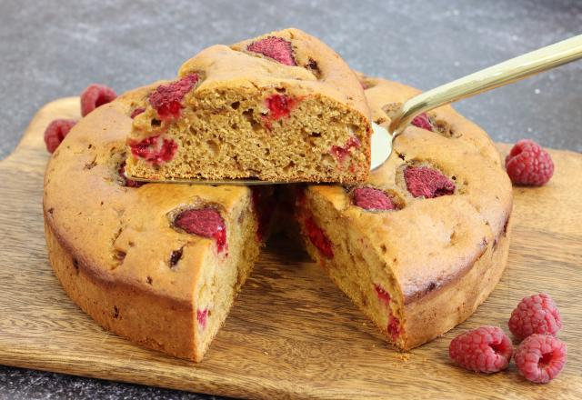 Gâteau moelleux framboises et huile d’olive