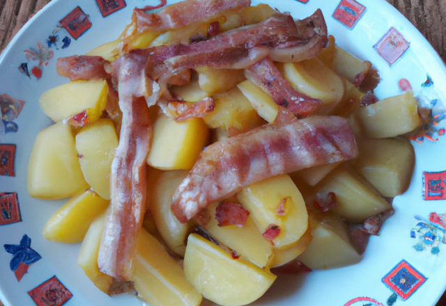 Pomme de terre et lardons poêlés