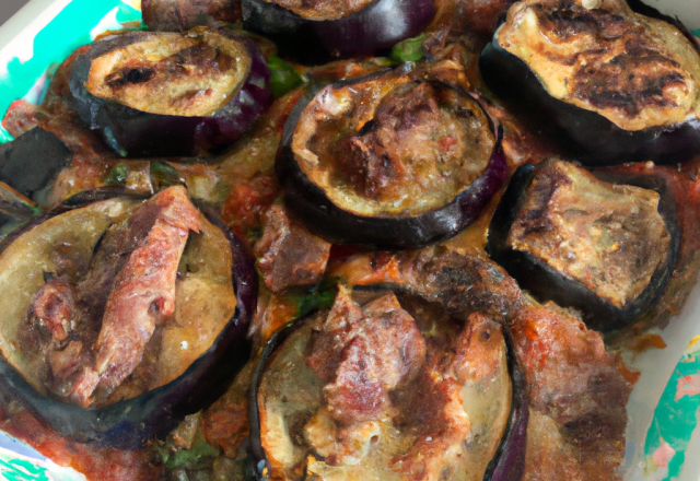 Gratin aubergines et agneau