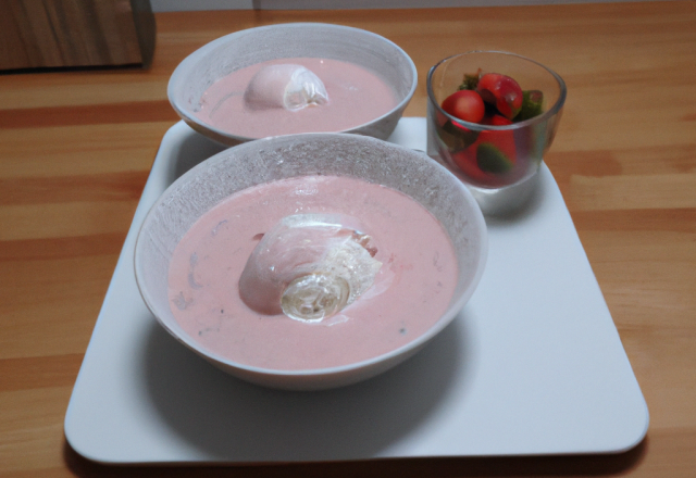 Soupe fraise et glace vanille