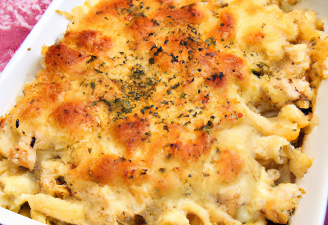 Gratin diététique de macaronis au poulet