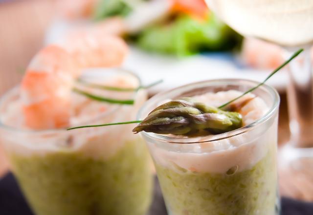 Mousse d'asperges aux crevettes